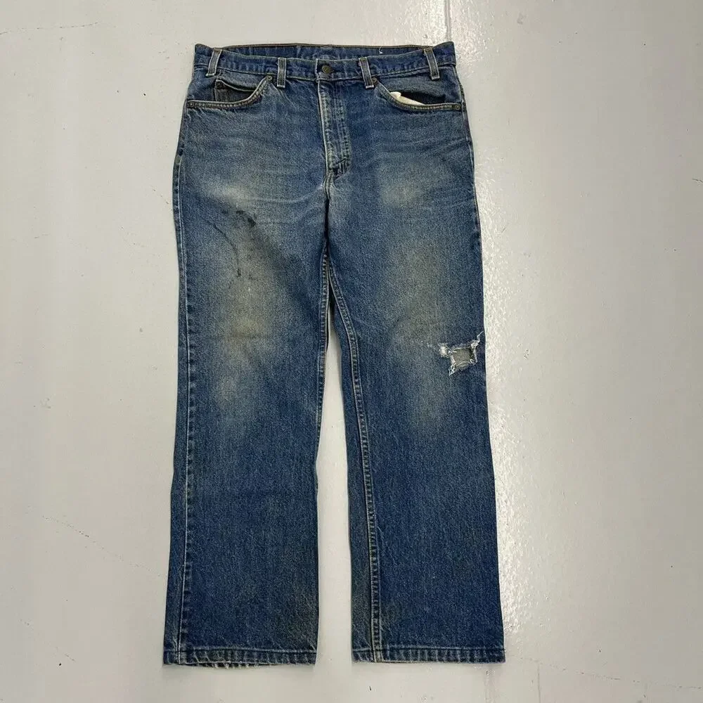 Vintage 70s Levi's 509 Blue Straight Distressed Jeans 34x28